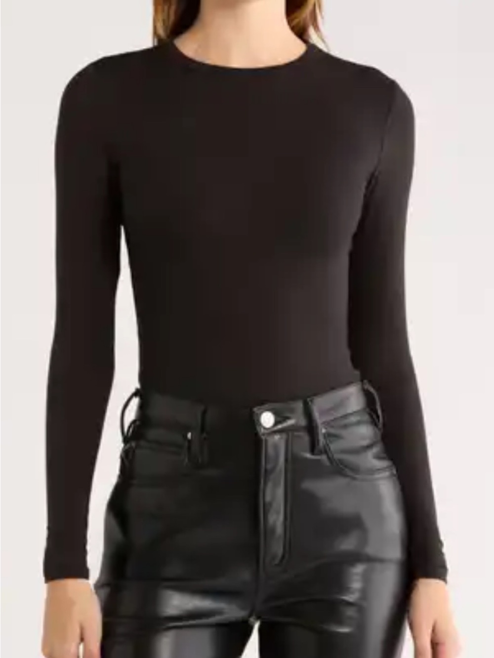naked wardrobe Black Long-Sleeve V-Neck Snap Bodysuit